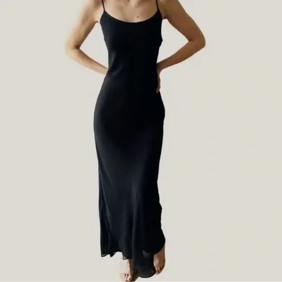NWT Rumored Vintage Slip Black Maxi Dress